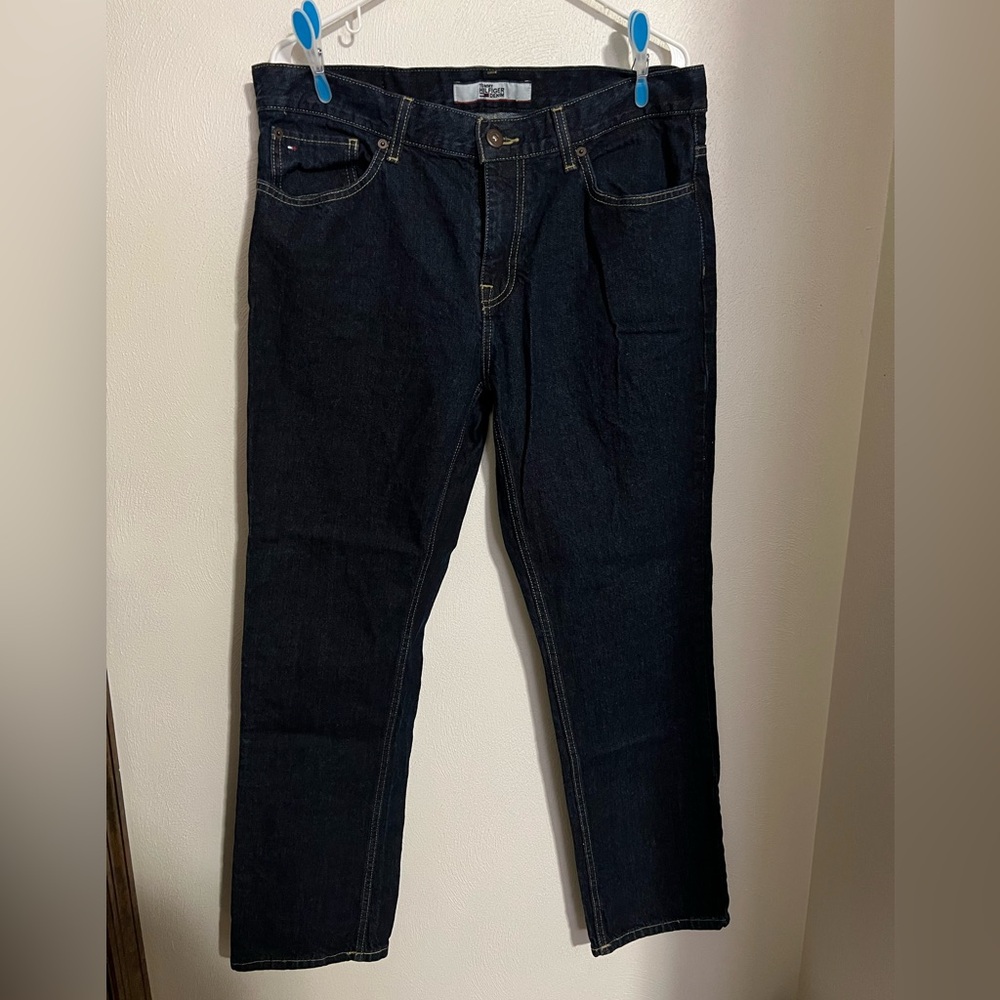 TOMMY HILFIGER Classic Dark Wash‎ Denim Jeans Straight Leg Men's Size 34/30 EUC